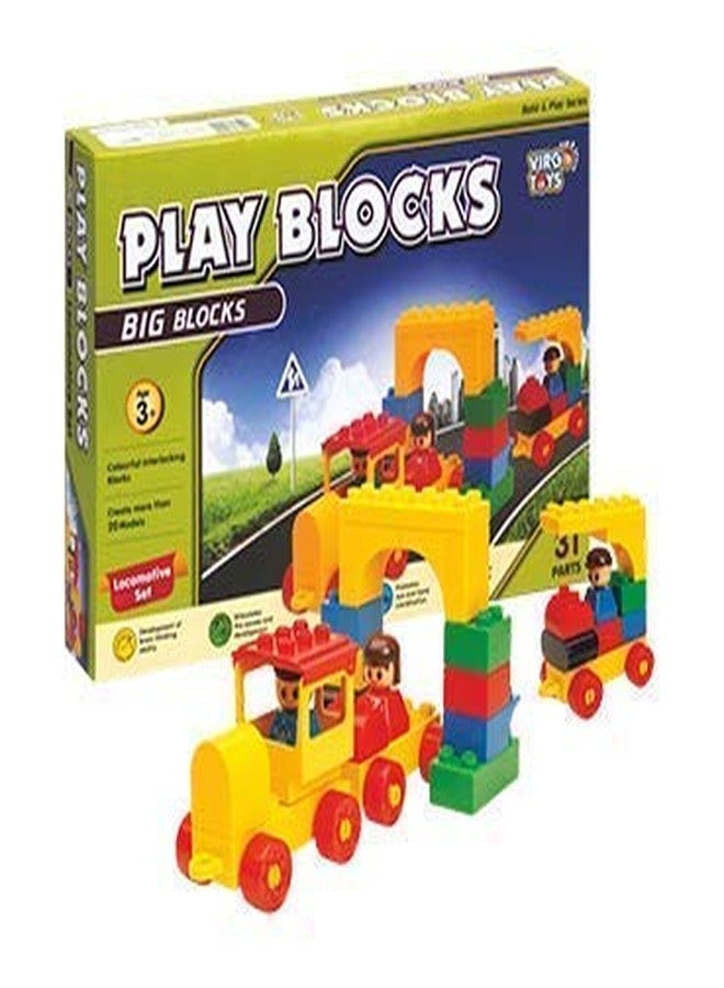 Negi Play ?Plastic Blocks Locomotive Set,Multicolor